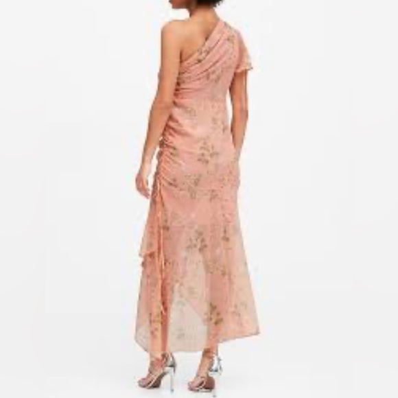 Floral Peach One-Shoulder Dress - Picture 2 of 2